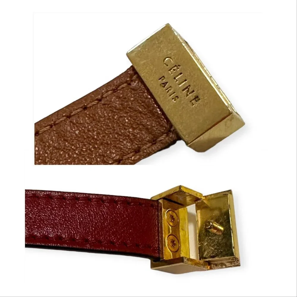 CÉLINE Triple Tour Wrap Leather Bracelet Burgundy Gold Phoebe Philo Era L NIB - Picture 6 of 14